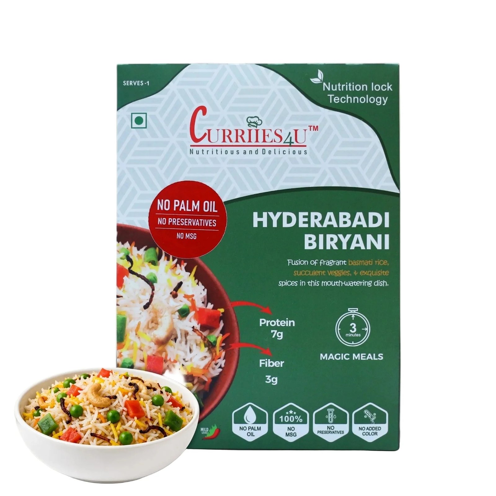 Meals Foods Hyderabadi Veg Biryani Pack of 3 | 900 g thumbnail 5