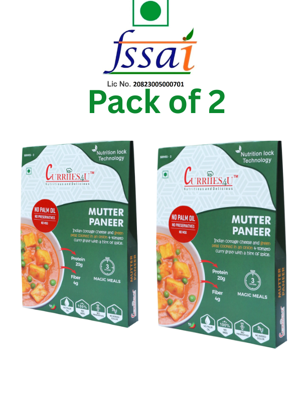 Ready to Foods  Mutter Paneer Pack of 2 (600g) | Curriies4U