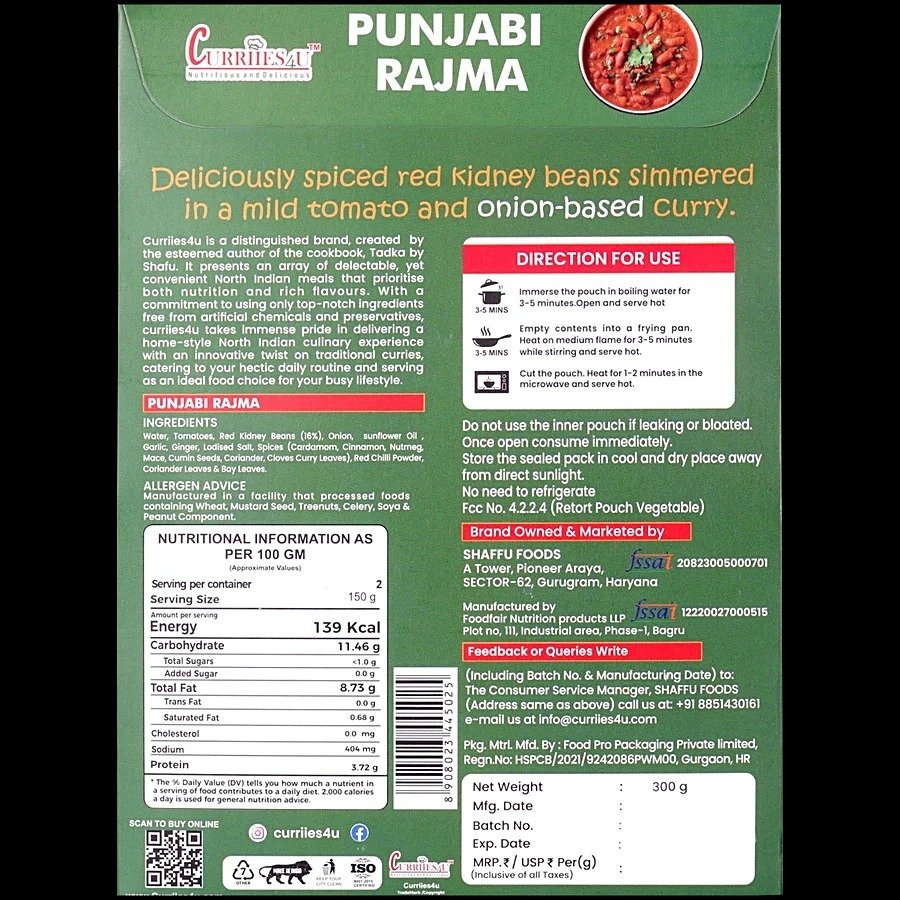 Ready To Foods Curriies4u Punjabi Rajma Pack of 3 | No Palm Oil thumbnail 4