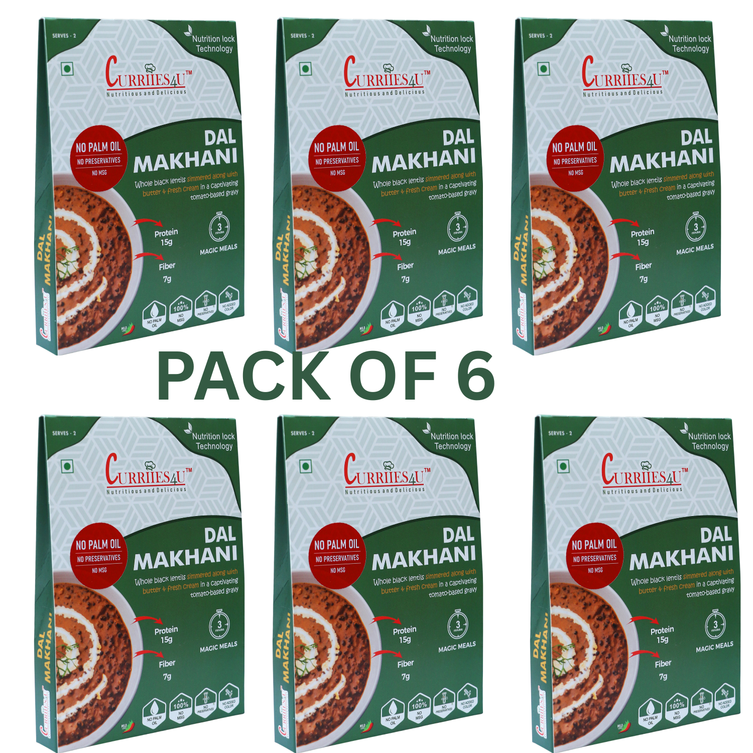 Ready To Meals,  Travel Food,  Dal Makhani Pack of 6, ( 1800G)