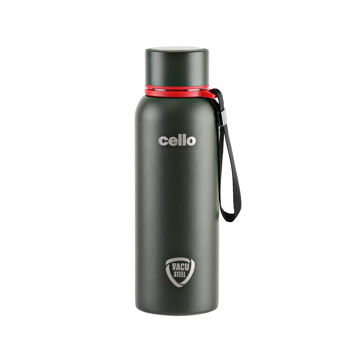 CELLO Duro Kent Stainless Steel Hot and Cold Water Bottle 900 ml Military Green | ISI Certified Spillproof Leakproof Double Wall Vacuum Insulated Thermos Flask Water Bottle for Home Office Gym Travel