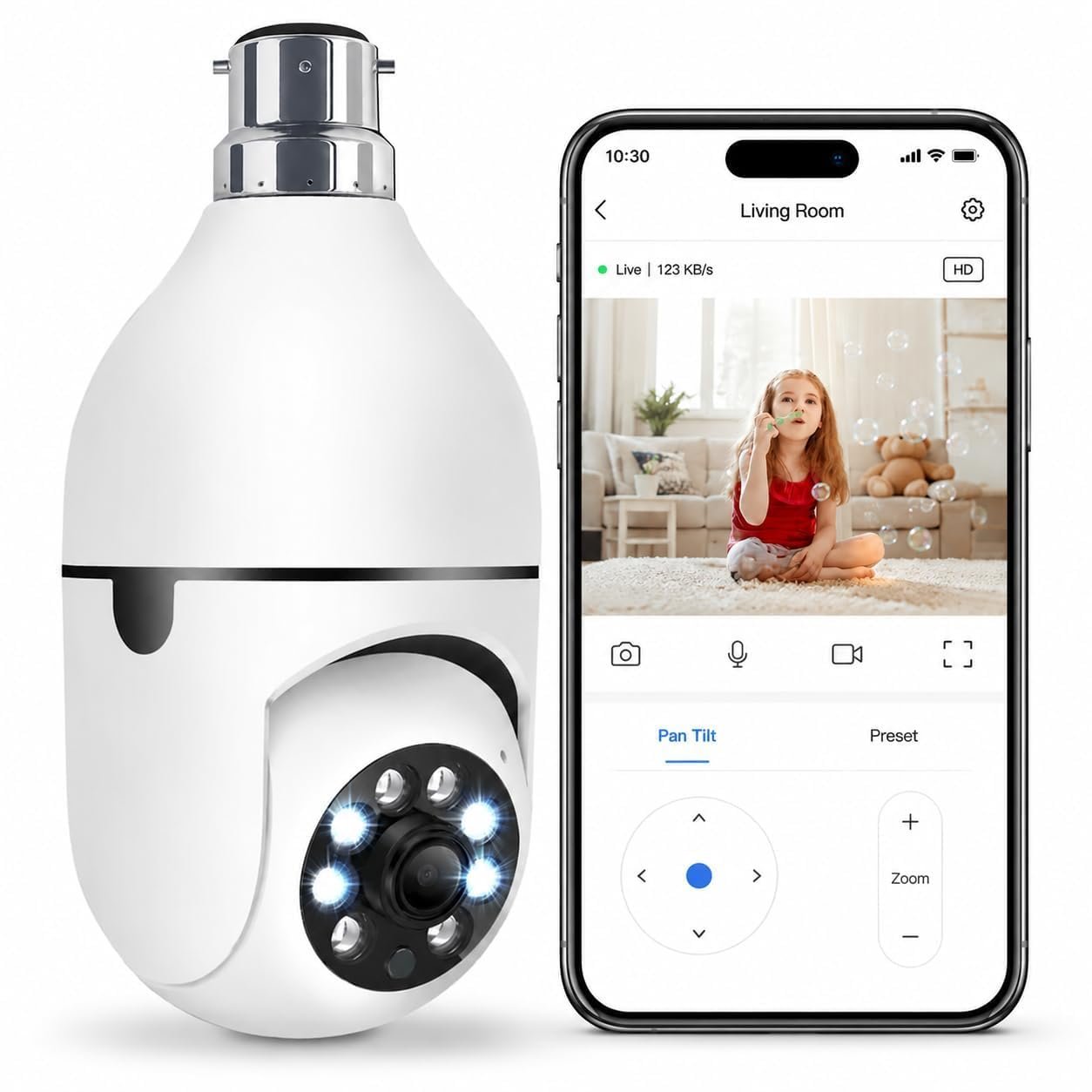 Smart WiFi CCTV Camera 360° Pan Tilt with Night Vision & Mobile App