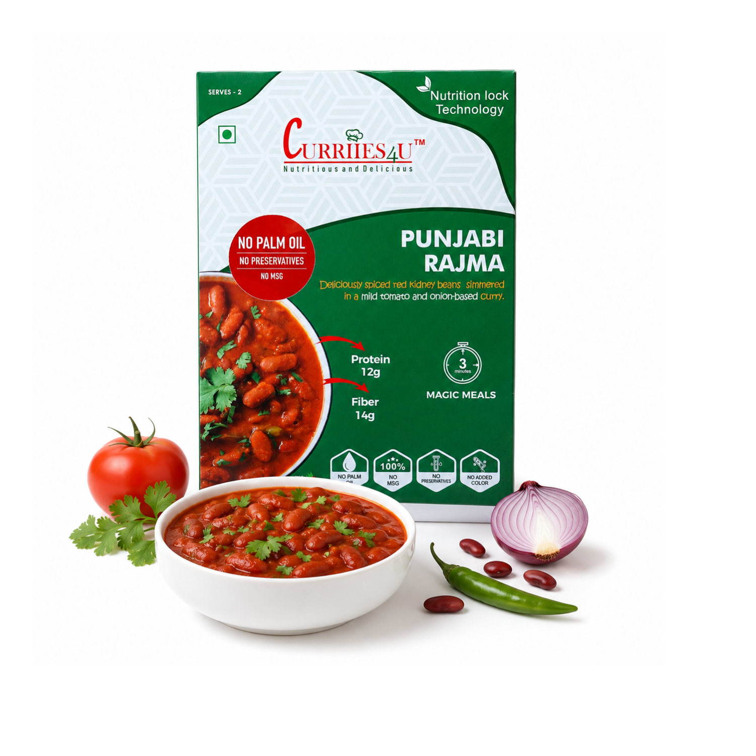 Curriies4U Hyderabadi Veg Biryani & Punjabi Chole Combo | Ready to Eat Vegetarian Meals | No Palm Oil, No Preservatives, No MSG thumbnail 3