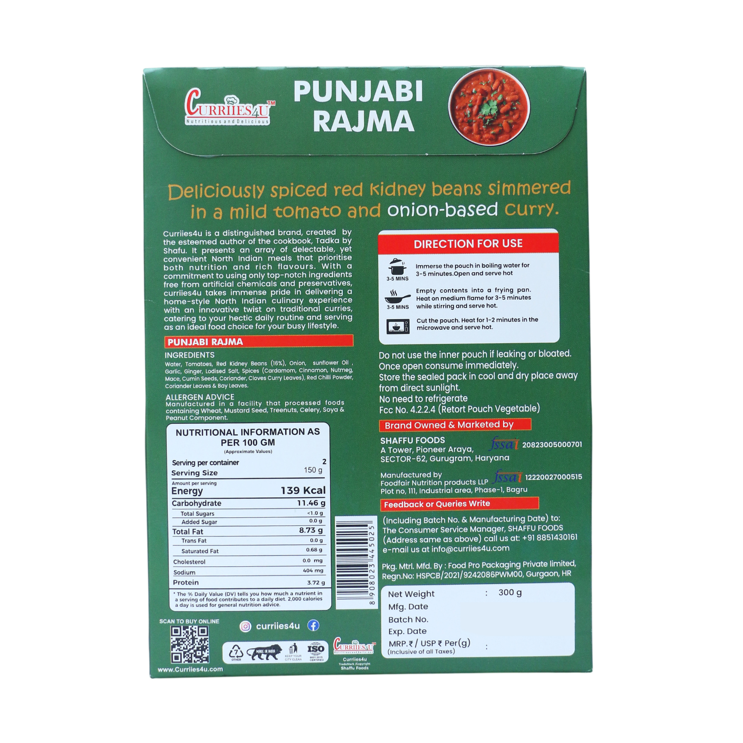 Ready to Eat Indian Food Combo Pack of 4 | Dal Makhani, Punjabi Rajma, Punjabi Chole & Veg Biryani | 300g Each | No Preservatives, No Palm Oil | Ready in 3 Minutes | Vegetarian Meals thumbnail 3